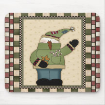 Waving Snowman Christmas Mousepad