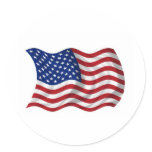 waving US American flag Round Stickers