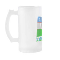 Waving Uzbekistan Flag with name in Russian Mugs