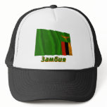 Waving Zambia Flag with name in Russian hats