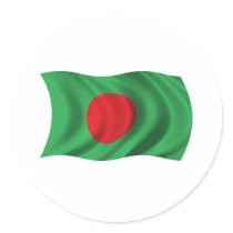 Wavy Bangladesh Flag Round Sticker