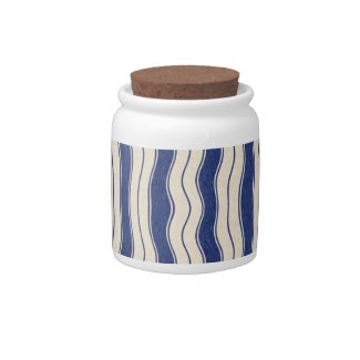 Wavy Blue and White Stripes Candy Jars