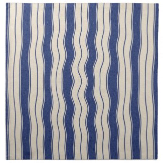 Wavy Blue and White Stripes Cloth Napkin
