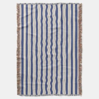 Wavy Blue and White Stripes Throw