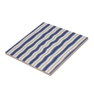 Wavy Blue and White Stripes Tile