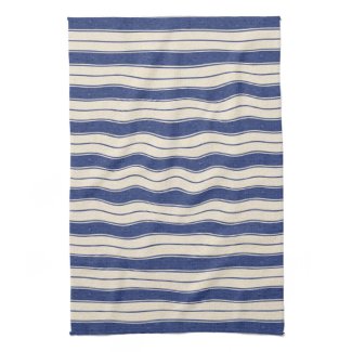 Wavy Blue and White Stripes Towels