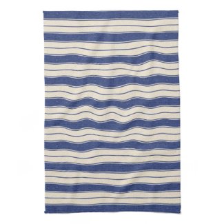 Wavy Blue and White Stripes Towels