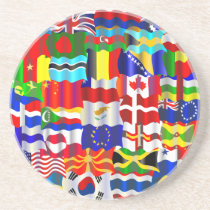 Wavy Flag Wallpaper Drink Coasters