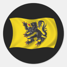 Wavy Flanders Flag Round Stickers