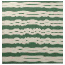 Wavy Green and White Stripes Cloth Napkins