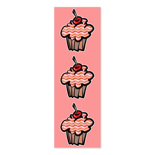wavy lines cupcake bookmark business card (front side)