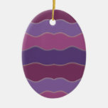 Wavy Lines Purple Oval Ornament