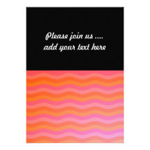 Wavy Orange and Pink Stripes Personalized Invitations