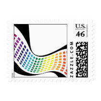 Wavy Rainbow Squares Abstract Layout Stamps