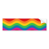 Wavy Rainbow Stripes bumper stickers