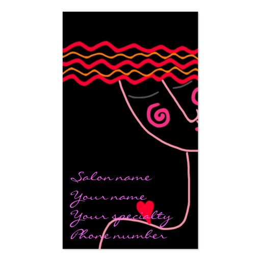Wavy Red Hair 2 Business Card Template (front side)