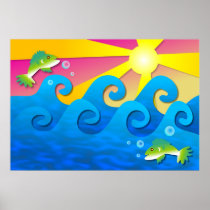 Wavy Sea Poster