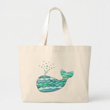 Wavy Whale Canvas Bag