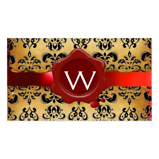 WAX SEAL DAMASK PARCHMENT  MONOGRAM BUSINESS CARD (back side)