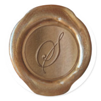 Wax Seal Monogram - Copper - Script S - Stickers
