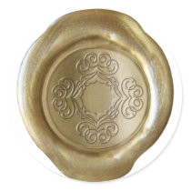 Wax Seal Monogram - Gold - Bargallo Pattern Round Sticker