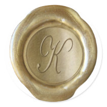 Wax Seal Monogram - Gold - Script K - Sticker