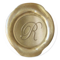 Wax Seal Monogram - Gold - Script R - Sticker