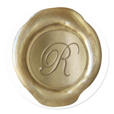 Wax Seal Monogram - Gold - Script R - Sticker