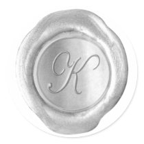 Wax Seal Monogram - Juah Silver - K - Stickers