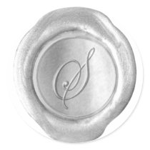 Wax Seal Monogram - Silver - Script S - Sticker