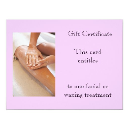 Waxing or Massage Gift Certificate Card Zazzle