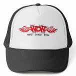 wcw back red black trucker hats