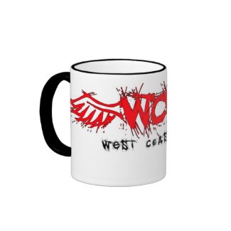 wcw back red black mug