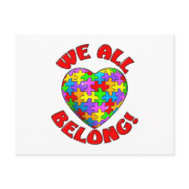 We all belong puzzle heart postcards