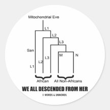 We All Descended From Her (Mitochondrial Eve) Round Sticker