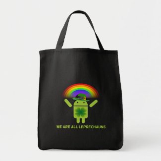 We Are All Leprechauns (Bugdroid Rainbow) Tote Bags