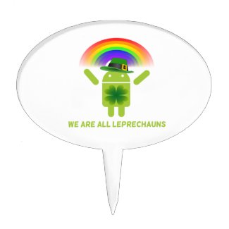 We Are All Leprechauns (Bugdroid Rainbow) Cake Topper