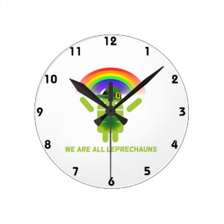 We Are All Leprechauns (Bugdroid Rainbow) Wall Clock