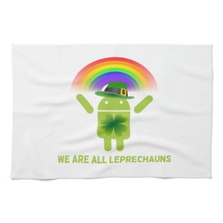 We Are All Leprechauns (Bugdroid Rainbow) Hand Towels