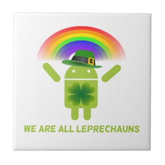 We Are All Leprechauns (Bugdroid Rainbow) Ceramic Tiles
