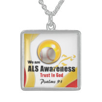 als, awareness, baseball, sports, men, women, necklace, gold, silver, Necklace with custom graphic design