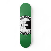 We Are Anonymous Green and Black Flag Skate Board