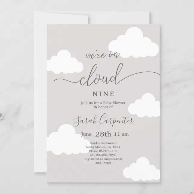 We Are On Cloud Nine Baby Shower Invitation Zazzle