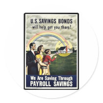 We Are Saving Through Payroll Savings stickers by ww2posters We Are Saving Through Payroll Savings stickers