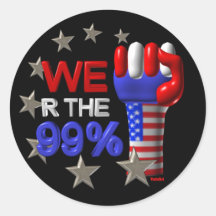 We are the 99 fist on 30 items round sticker