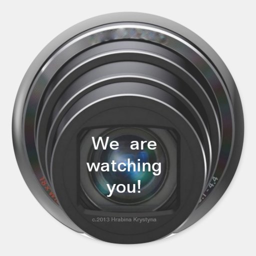 We are wataching you! Camera Lens 2 round sticker