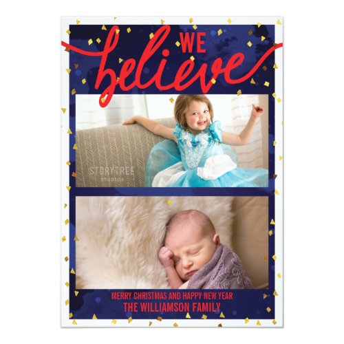 We Believe Confetti Holiday 5x7 Paper Invitation Card