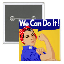We Can Do It! Rosie The Riveter WWII Poster Button