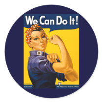We Can Do It! - Vintage WW2 Round Stickers
