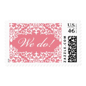 We Do! Pink Damask Postage stamp